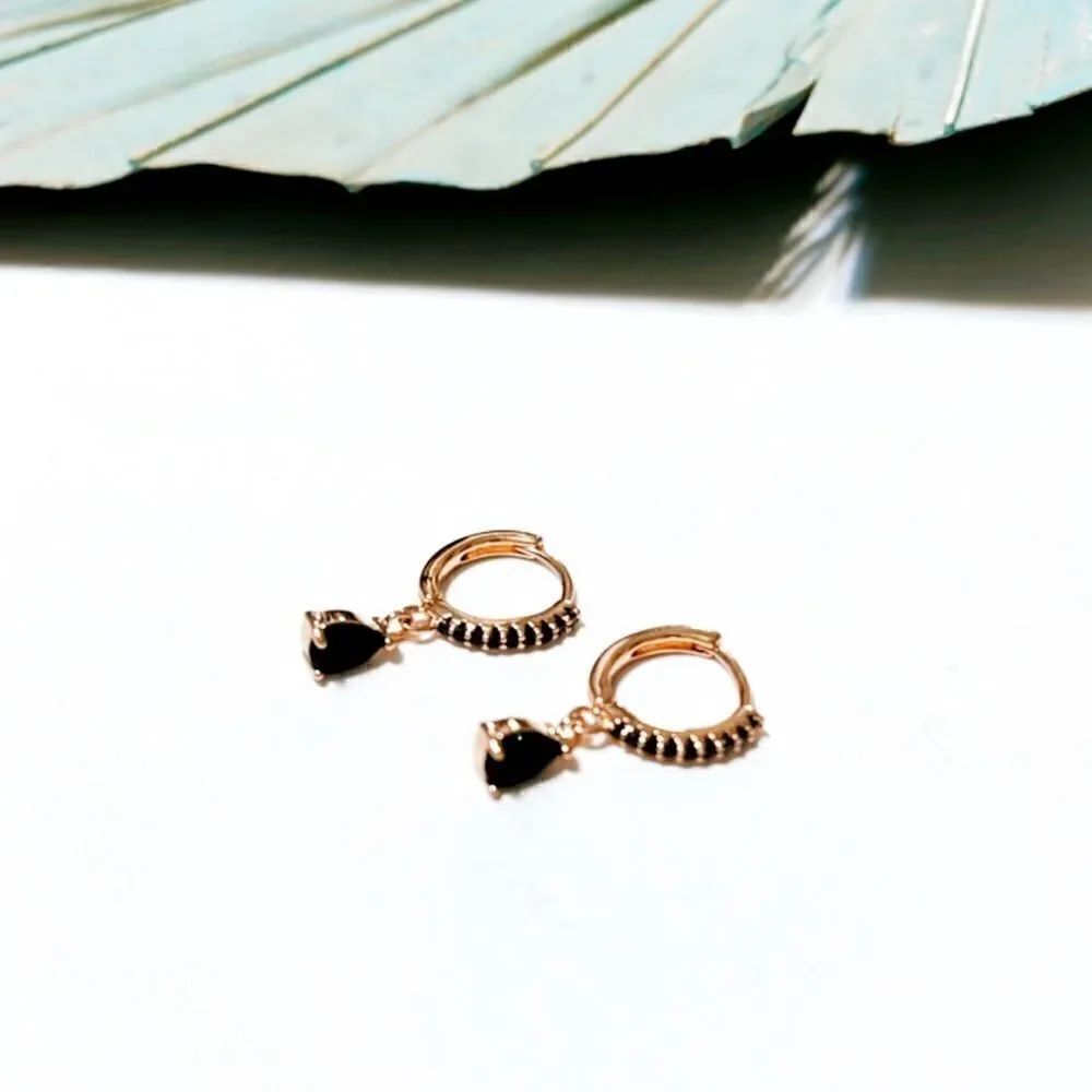 Black diamond hoop earrings #5